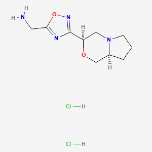 {3-[(3R,8aS)-hexahydro-1H-pyrrolo[2,1-c]morpholin-3-yl]-1,2,4-oxadiazol-5-yl}methanamine dihydrochloride