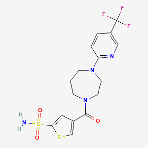 molecular formula C16H17F3N4O3S2 B6602391 2-Thiophenesulfonamide, 4-[[hexahydro-4-[5-(trifluoromethyl)-2-pyridinyl]-1H-1,4-diazepin-1-yl]carbonyl]- CAS No. 2184380-00-3