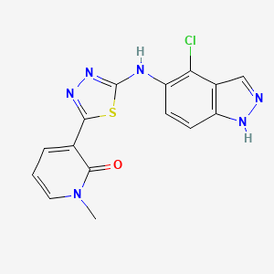 molecular formula C15H11ClN6OS B6602449 3-{5-[(4-chloro-1H-indazol-5-yl)amino]-1,3,4-thiadiazol-2-yl}-1-methyl-1,2-dihydropyridin-2-one CAS No. 1995070-39-7