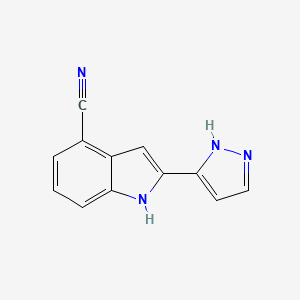 molecular formula C12H8N4 B6602635 2-(1H-Pyrazol-3-YL)-1H-indole-4-carbonitrile CAS No. 827317-30-6