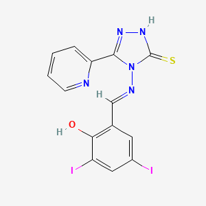 4-((2-Hydroxy-3,5-diiodobenzylidene)amino)-3-(pyridin-2-yl)-1H-1,2,4-triazole-5(4H)-thione