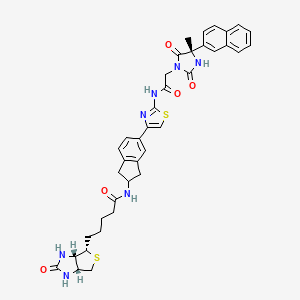 5-[(3aS,4S,6aR)-2-oxo-hexahydro-1H-thieno[3,4-d]imidazol-4-yl]-N-[5-(2-{2-[(4S)-4-methyl-4-(naphthalen-2-yl)-2,5-dioxoimidazolidin-1-yl]acetamido}-1,3-thiazol-4-yl)-2,3-dihydro-1H-inden-2-yl]pentanamide