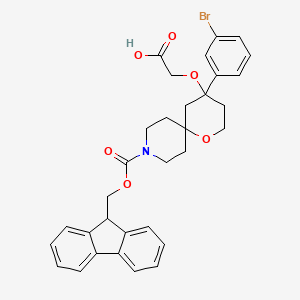 molecular formula C32H32BrNO6 B6603115 2-{[4-(3-bromophenyl)-9-{[(9H-fluoren-9-yl)methoxy]carbonyl}-1-oxa-9-azaspiro[5.5]undecan-4-yl]oxy}acetic acid CAS No. 2243508-49-6