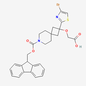molecular formula C28H27BrN2O5S B6603122 2-{[2-(4-bromo-1,3-thiazol-2-yl)-7-{[(9H-fluoren-9-yl)methoxy]carbonyl}-7-azaspiro[3.5]nonan-2-yl]oxy}acetic acid CAS No. 2247107-50-0