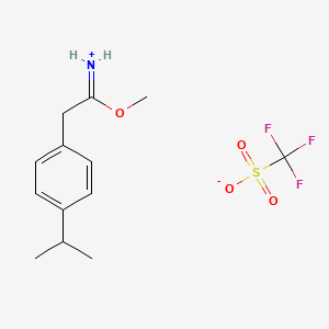 molecular formula C13H18F3NO4S B6603129 {1-methoxy-2-[4-(propan-2-yl)phenyl]ethylidene}azanium trifluoromethanesulfonate CAS No. 2706486-64-6