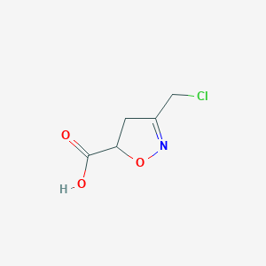 molecular formula C5H6ClNO3 B6603244 3-(chloromethyl)-4,5-dihydro-1,2-oxazole-5-carboxylic acid CAS No. 2649065-33-6