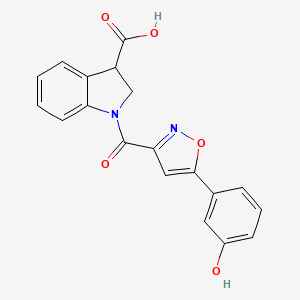 1-[5-(3-hydroxyphenyl)-1,2-oxazole-3-carbonyl]-2,3-dihydro-1H-indole-3-carboxylic acid