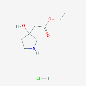 ethyl 2-(3-hydroxypyrrolidin-3-yl)acetate hydrochloride