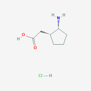 molecular formula C7H14ClNO2 B6603566 rac-2-[(1R,2R)-2-aminocyclopentyl]acetic acid hydrochloride CAS No. 1195214-61-9