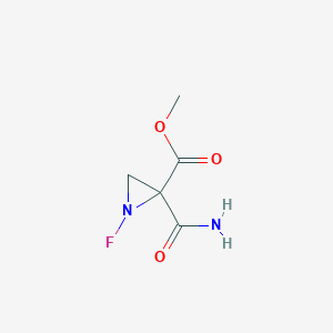 molecular formula C5H7FN2O3 B066036 Methyl 2-carbamoyl-1-fluoroaziridine-2-carboxylate CAS No. 190184-62-4