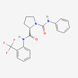 molecular formula C19H18F3N3O2 B6603754 (2S)-N1-phenyl-N2-[2-(trifluoromethyl)phenyl]pyrrolidine-1,2-dicarboxamide CAS No. 2248183-17-5