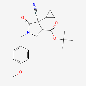 molecular formula C21H26N2O4 B6603884 tert-butyl 4-cyano-4-cyclopropyl-1-[(4-methoxyphenyl)methyl]-5-oxopyrrolidine-3-carboxylate, Mixture of diastereomers CAS No. 2866352-75-0