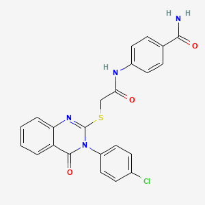 molecular formula C23H17ClN4O3S B6604006 4-[({[3-(4-Chlorophenyl)-4-oxo-3,4-dihydro-2-quinazolinyl]sulfanyl}acetyl)amino]benzamide CAS No. 477330-40-8