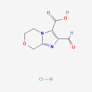 molecular formula C8H9ClN2O4 B6604082 2-formyl-5H,6H,8H-imidazo[2,1-c][1,4]oxazine-3-carboxylic acid hydrochloride CAS No. 2174001-50-2