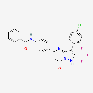 molecular formula C26H16ClF3N4O2 B6604161 N-{4-[3-(4-chlorophenyl)-7-oxo-2-(trifluoromethyl)-1H,7H-pyrazolo[1,5-a]pyrimidin-5-yl]phenyl}benzamide CAS No. 2375269-58-0