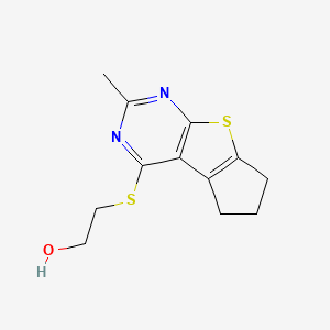 molecular formula C12H14N2OS2 B6604173 2-[(2-methyl-6,7-dihydro-5H-cyclopenta[4,5]thieno[2,3-d]pyrimidin-4-yl)sulfanyl]ethanol CAS No. 307512-31-8