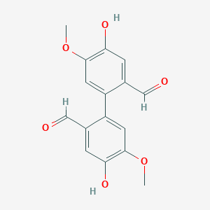 molecular formula C16H14O6 B6604282 4,4'-dihydroxy-5,5'-dimethoxy-[1,1'-biphenyl]-2,2'-dicarbaldehyde CAS No. 2648947-49-1