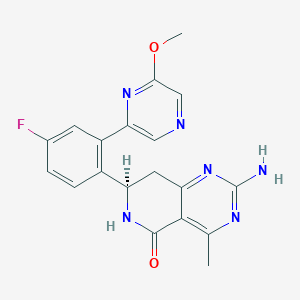 molecular formula C19H17FN6O2 B6604431 (7R)-2-amino-7-[4-fluoro-2-(6-methoxypyrazin-2-yl)phenyl]-4-methyl-5H,6H,7H,8H-pyrido[4,3-d]pyrimidin-5-one CAS No. 934343-79-0