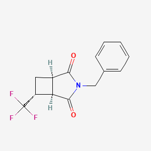 molecular formula C14H12F3NO2 B6604479 rac-(1R,5R,6R)-3-benzyl-6-(trifluoromethyl)-3-azabicyclo[3.2.0]heptane-2,4-dione CAS No. 2137987-32-5
