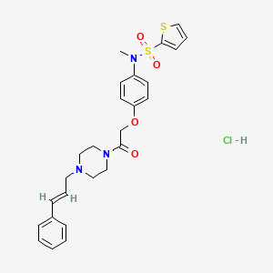 molecular formula C26H30ClN3O4S2 B6604496 N-methyl-N-[4-[2-oxo-2-[4-[(E)-3-phenylprop-2-enyl]piperazin-1-yl]ethoxy]phenyl]thiophene-2-sulfonamide;hydrochloride CAS No. 1049769-60-9