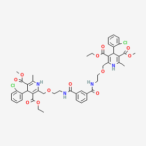 3-ethyl 5-methyl 4-(2-chlorophenyl)-2-{[2-({3-[(2-{[4-(2-chlorophenyl)-3-(ethoxycarbonyl)-5-(methoxycarbonyl)-6-methyl-1,4-dihydropyridin-2-yl]methoxy}ethyl)carbamoyl]phenyl}formamido)ethoxy]methyl}-6-methyl-1,4-dihydropyridine-3,5-dicarboxylate