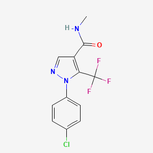 molecular formula C12H9ClF3N3O B6604614 1H-Pyrazole-4-carboxamide, 1-(4-chlorophenyl)-N-methyl-5-(trifluoromethyl)- CAS No. 98534-25-9