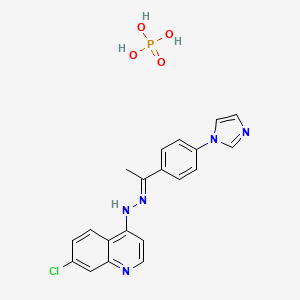 molecular formula C20H19ClN5O4P B6604660 7-chloro-4-(2-{1-[4-(1H-imidazol-1-yl)phenyl]ethylidene}hydrazin-1-yl)quinoline, phosphoric acid CAS No. 2253644-40-3