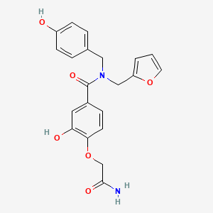 molecular formula C21H20N2O6 B6604784 4-(carbamoylmethoxy)-N-[(furan-2-yl)methyl]-3-hydroxy-N-[(4-hydroxyphenyl)methyl]benzamide CAS No. 2137718-76-2