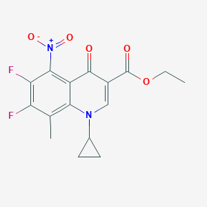 molecular formula C16H14F2N2O5 B066049 Ethyl 1-cyclopropyl-6,7-difluoro-8-methyl-5-nitro-4-oxo-1,4-dihydroquinoline-3-carboxylate CAS No. 167888-36-0