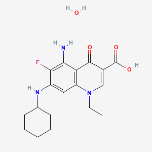 molecular formula C18H24FN3O4 B6604904 5-amino-7-(cyclohexylamino)-1-ethyl-6-fluoro-4-oxo-1,4-dihydroquinoline-3-carboxylic acid hydrate CAS No. 2137624-55-4