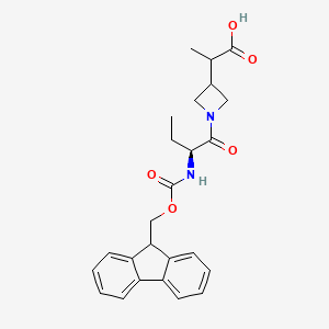 molecular formula C25H28N2O5 B6605069 2-{1-[(2S)-2-({[(9H-fluoren-9-yl)methoxy]carbonyl}amino)butanoyl]azetidin-3-yl}propanoic acid CAS No. 2171379-59-0