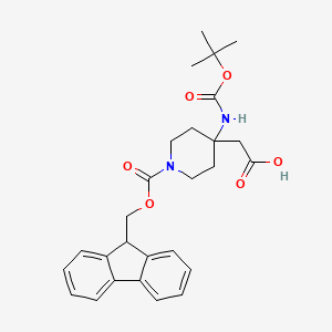 molecular formula C27H32N2O6 B6605076 2-(4-{[(tert-butoxy)carbonyl]amino}-1-{[(9H-fluoren-9-yl)methoxy]carbonyl}piperidin-4-yl)acetic acid CAS No. 2171993-34-1