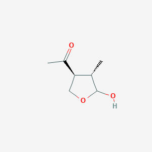 molecular formula C7H12O3 B066051 1-[(3S,4S)-5-Hydroxy-4-methyloxolan-3-yl]ethanone CAS No. 188300-71-2