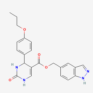 molecular formula C22H22N4O4 B6605136 (1H-indazol-5-yl)methyl 2-oxo-4-(4-propoxyphenyl)-1,2,3,4-tetrahydropyrimidine-5-carboxylate CAS No. 2172500-27-3