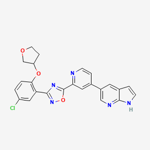 molecular formula C24H18ClN5O3 B6605346 2-{3-[5-chloro-2-(oxolan-3-yloxy)phenyl]-1,2,4-oxadiazol-5-yl}-4-{1H-pyrrolo[2,3-b]pyridin-5-yl}pyridine CAS No. 2728610-99-7