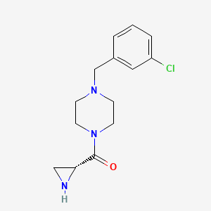 molecular formula C14H18ClN3O B6605361 1-[(2R)-aziridine-2-carbonyl]-4-[(3-chlorophenyl)methyl]piperazine CAS No. 2416218-57-8