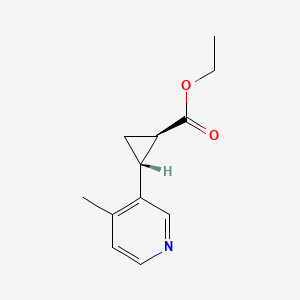 molecular formula C12H15NO2 B6605424 rac-ethyl (1R,2R)-2-(4-methylpyridin-3-yl)cyclopropane-1-carboxylate, trans CAS No. 2241140-97-4