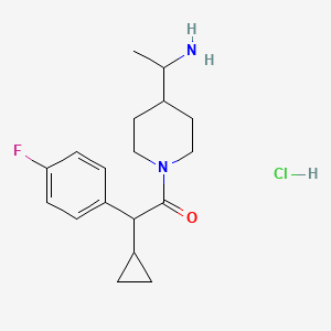 molecular formula C18H26ClFN2O B6605436 1-[4-(1-aminoethyl)piperidin-1-yl]-2-cyclopropyl-2-(4-fluorophenyl)ethan-1-one hydrochloride CAS No. 2742652-49-7