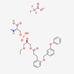 molecular formula C32H37F3NO13P B6605493 (2S)-2-amino-3-[({[(2R)-1-ethoxy-3-[(3-{2-[(3-phenoxyphenyl)methoxy]phenyl}propanoyl)oxy]propan-2-yl]oxy}(hydroxy)phosphoryl)oxy]propanoic acid, trifluoroacetic acid CAS No. 2648916-04-3