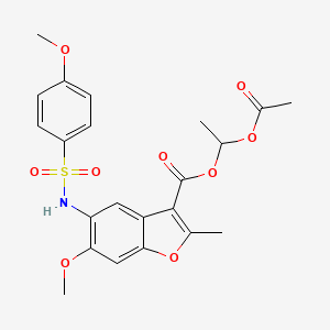 molecular formula C22H23NO9S B6605686 1-[6-methoxy-5-(4-methoxybenzenesulfonamido)-2-methyl-1-benzofuran-3-carbonyloxy]ethyl acetate CAS No. 2287342-08-7