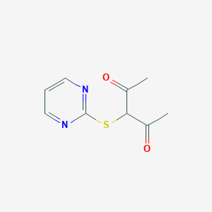 molecular formula C9H10N2O2S B066057 3-(Pyrimidin-2-ylthio)pentane-2,4-dione CAS No. 175277-25-5