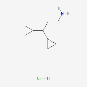 molecular formula C9H18ClN B6605746 3,3-dicyclopropylpropan-1-amine hydrochloride CAS No. 2172584-20-0