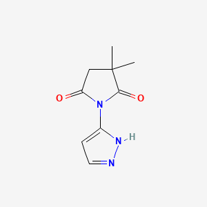 molecular formula C9H11N3O2 B6605759 3,3-dimethyl-1-(1H-pyrazol-5-yl)pyrrolidine-2,5-dione CAS No. 2148176-22-9
