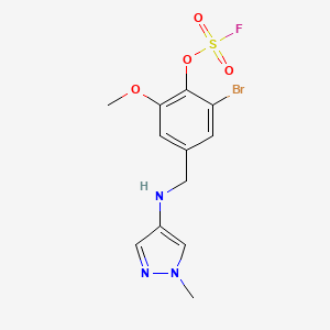 molecular formula C12H13BrFN3O4S B6605770 2-bromo-6-methoxy-4-{[(1-methyl-1H-pyrazol-4-yl)amino]methyl}phenyl sulfurofluoridate CAS No. 2411297-03-3