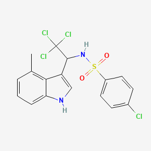 molecular formula C17H14Cl4N2O2S B6605923 4-chloro-N-[2,2,2-trichloro-1-(4-methyl-1H-indol-3-yl)ethyl]benzene-1-sulfonamide CAS No. 2309447-73-0