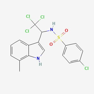 4-chloro-N-[2,2,2-trichloro-1-(7-methyl-1H-indol-3-yl)ethyl]benzene-1-sulfonamide