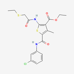 molecular formula C19H21ClN2O4S2 B6606006 ethyl 5-[(3-chlorophenyl)carbamoyl]-2-[2-(ethylsulfanyl)acetamido]-4-methylthiophene-3-carboxylate CAS No. 2253631-75-1
