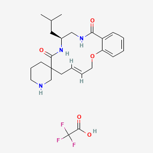(3E,9S)-9-(2-methylpropyl)-2,5,7,8,9,10,11,12-octahydrospiro[1,8,11-benzoxadiazacyclotetradecine-6,3'-piperidin]-3-ene-7,12-dione, trifluoroacetic acid