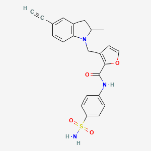 3-[(5-ethynyl-2-methyl-2,3-dihydro-1H-indol-1-yl)methyl]-N-(4-sulfamoylphenyl)furan-2-carboxamide