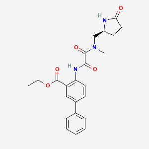 ethyl 4-{[methyl({[(2S)-5-oxopyrrolidin-2-yl]methyl})carbamoyl]formamido}-[1,1'-biphenyl]-3-carboxylate